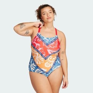 Adidas x FARM Rio Red Blue Floral‎ One-Piece Swimsuit Plus Size 4X NWT Athletic